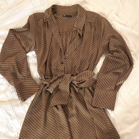 Zara Dresses Zara Silk Mini Dress Tie Waist Detail S Poshmark